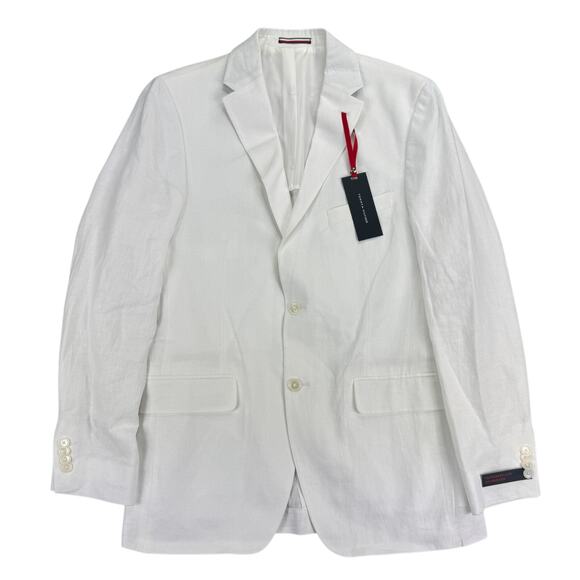 Tommy Hilfiger Mens Modern Fit Flex Stretch Linen Suit Jacket White 38L - Picture 1 of 5